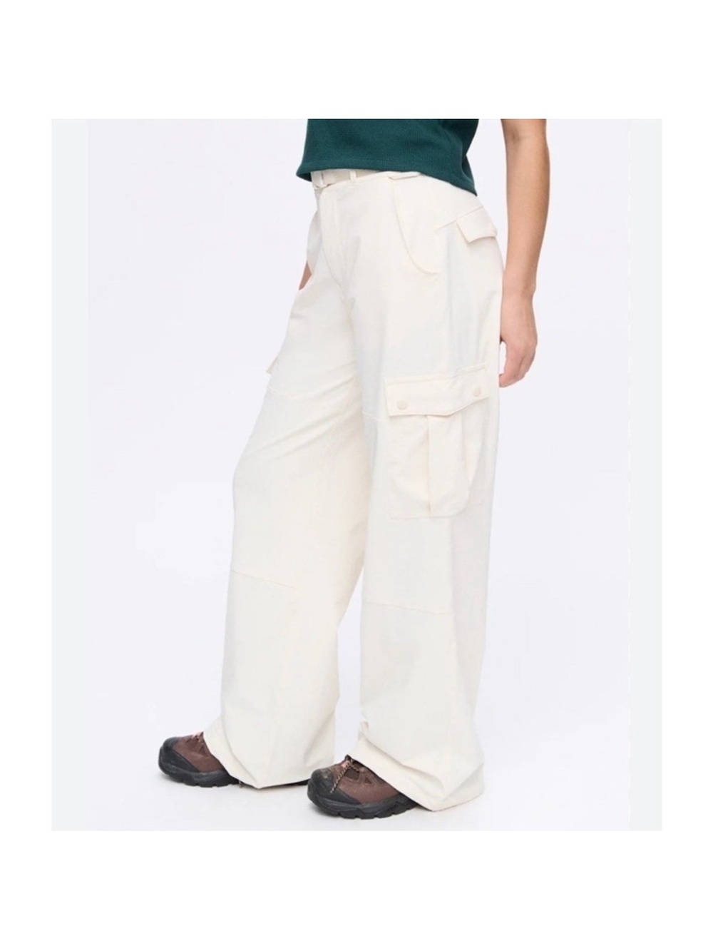 Outdoor voices rectrek wide leg cargo pants in Milk Stone XS